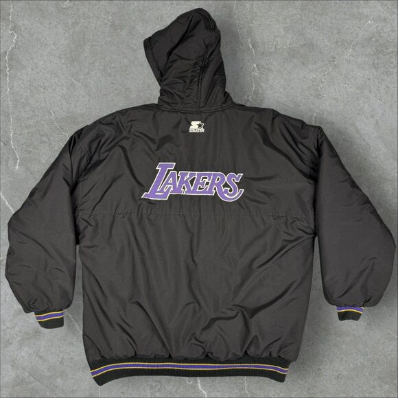 Vintage 80’s Quilted Starter Jacket NBA Los Angeles Spell Out Lakers NBA - XL - Picture 2 of 9